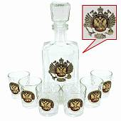 Набор подарочный с символикой ФНС России графин ( штоф ) низкий + 6 стопок ( рюмок ) (4801908) - ВОЕНТОРГ ТЫЛОВИК