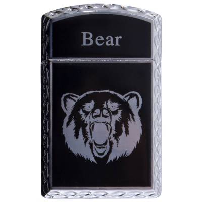 Зажигалка  газовая Bear ( медведь ) серебристо-черная (4403215) - HAKKI.RU