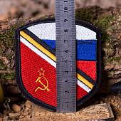 Нашивка ( шеврон патч patch ) тактическая Флаг СССР / Имперский / России ( триколор ) вышитая на липучке 8,5х9,5 черная (2509245) - ВОЕНТОРГ ТЫЛОВИК