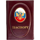 Обложка для паспорта с жетоном Герб ( орел ) РФ триколор бордовая (4207019) - ВОЕНТОРГ ТЫЛОВИК
