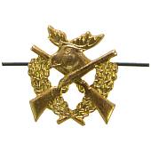 Эмблема ( знак ) петличная ( петлица ) Егерь ( лось / ружья / венок ) 20 мм золотистая (2102986) - ВОЕНТОРГ ТЫЛОВИК