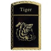 Зажигалка  газовая Tiger ( тигр ) золотисто-черная (4403352) - ВОЕНТОРГ ТЫЛОВИК