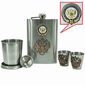 Набор подарочный с символикой Служба безопасности Президента ( фляга 9 OZ-270 мл + стопки 4х30 мл + лейка + стопка складная 1х120мл ) (4801973) - ВОЕНТОРГ ТЫЛОВИК