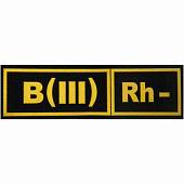 Нашивка ( шеврон ) на грудь Группа крови B(III) Rh- 12х3,5 пластизолевая черная (2501995) - ВОЕНТОРГ ТЫЛОВИК