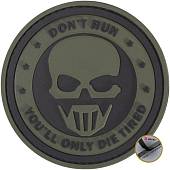 Нашивка ( шеврон патч patch ) тактическая Don't  run you'll only die tired 3D PVC ( пластизоль ) на липучке D-8 черная (2504231) - ВОЕНТОРГ ТЫЛОВИК