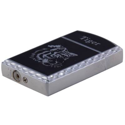 Зажигалка  газовая Tiger ( тигр ) серебристо-черная (4403353) - HAKKI.RU