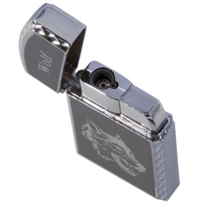 Зажигалка  газовая Wolf ( волк ) серебристо-черная (4403354) - HAKKI.RU