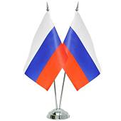 Подставка ( флагшток ) настольная для 2-х флагов 15х22 330 мм пластик серебристая (4707009)  - ВОЕНТОРГ ТЫЛОВИК
