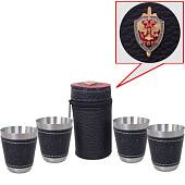 Набор подарочный стопки ( рюмки ) с символикой ФСБ ( Федеральная служба безопасности ) РФ в чехле 4х30 мл (4630204) - ВОЕНТОРГ ТЫЛОВИК