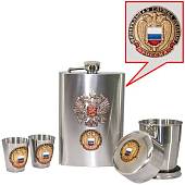 Набор подарочный с символикой ФСО России / Герб ( орел ) РФ ( фляжка 270 мл + стопки 2х30 мл+ стопка складная 1х150 мл + лейка) (4801931) - ВОЕНТОРГ ТЫЛОВИК