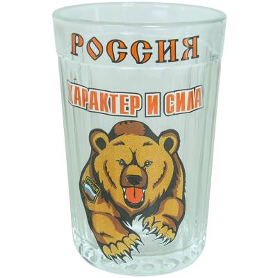 Стакан граненый Россия Характер и сила медведь (4609142) - HAKKI.RU