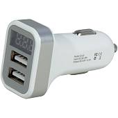 Автомобильное зарядное устройство HOCO ( ХОКО ) для телефона USB 2 разъема с дисплеем белое (11050012) - ВОЕНТОРГ ТЫЛОВИК