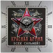 Часы настенные с символикой 100 лет советской армии и флота / Красная армия всех сильней! 28х28 (4102127) - ВОЕНТОРГ ТЫЛОВИК