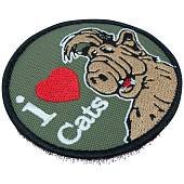 Нашивка ( шеврон патч patch ) тактическая Альф / I Love cats вышитая на липучке D-8,5 оливковая (2509181) - ВОЕНТОРГ ТЫЛОВИК