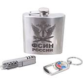 Набор подарочный с символикой ФСИН России ( фляга 6 OZ-180 мл + брелок + нож складной ) (4801104) - ВОЕНТОРГ ТЫЛОВИК