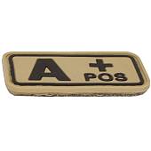 Нашивка ( шеврон патч patch ) тактическая  Группа крови А ( II ) Rh+ 3D PVC ( пластизоль ) на липучке 5х2,5 песочная (2504087) - ВОЕНТОРГ ТЫЛОВИК