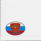 Наклейка на авто виниловая Russia / Россия с шевроном 15х15 (12015015) - ВОЕНТОРГ ТЫЛОВИК