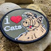Нашивка ( шеврон патч patch ) тактическая Альф / I Love cats вышитая на липучке D-8,5 оливковая (2509181) - ВОЕНТОРГ ТЫЛОВИК