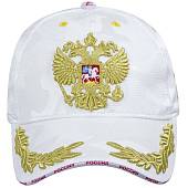 Бейсболка с символикой Герб ( орел ) РФ / Россия вышитая белая (1401927) - ВОЕНТОРГ ТЫЛОВИК