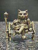 Статуэтка ( скульптура ) КОТ БЕГЕМОТ на скамейке с фонарем бронзовая (4415194) - ВОЕНТОРГ ТЫЛОВИК