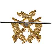 Эмблема ( знак ) петличная ( петлица ) Егерь ( лось / ружья / венок ) 20 мм золотистая (2102986) - ВОЕНТОРГ ТЫЛОВИК