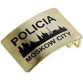 Бляха ( пряжка ) с гравировкой POLICIA MOSCOW CITY ( город ) латунная золотистая (1602006) - ВОЕНТОРГ ТЫЛОВИК