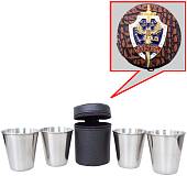 Набор подарочный стопки ( рюмки ) с символикой Герб ( орел ) РФ / Сотрудник охраны в чехле 4х80 мл (4630044) - ВОЕНТОРГ ТЫЛОВИК