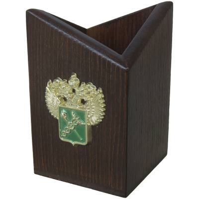 Карандашница с символикой ФТС России деревянная (4309015) - HAKKI.RU