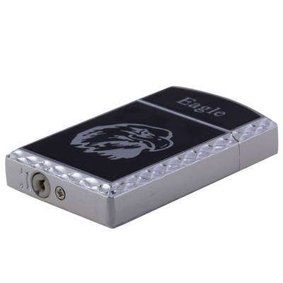 Зажигалка  газовая Eagle ( орел ) серебристо-черная (4403355) - HAKKI.RU