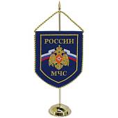Вымпел малый с вышивкой МЧС России 16х13 на стойке васильковый (4502056) - ВОЕНТОРГ ТЫЛОВИК