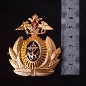 Кокарда ВМФ России в обрамлении с эмблемой ( орлом ) ВС РФ золотистая (2105975) - ВОЕНТОРГ ТЫЛОВИК