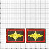 Эмблема ( нашивка знак ) петличная ( петлица ) Войска связи вышитая красный кант на липучке оливковая (2505056) - ВОЕНТОРГ ТЫЛОВИК