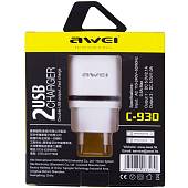 Зарядное устройство AWEI ( АВЕЙ ) С-930 для зарядки телефона USB 2 разъема белое (4003003) - ВОЕНТОРГ ТЫЛОВИК