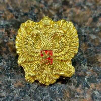 Знак нагрудный Герб ( Орел ) России золотистый закрутка (2301978) - HAKKI.RU