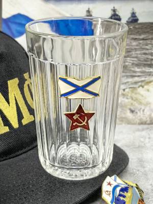 Стакан граненый с символикой АНДРЕЕВСКИЙ ФЛАГ ВМФ (4609194) - HAKKI.RU
