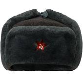 Шапка ушанка зимняя меховая для военнослужащих ВС МО солдатская искусственный мех / сукно уставная со звездой серая с хранения (1407035) - ВОЕНТОРГ ТЫЛОВИК