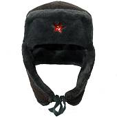 Шапка ушанка зимняя меховая для военнослужащих ВС МО солдатская искусственный мех / сукно уставная со звездой серая с хранения (1407035) - ВОЕНТОРГ ТЫЛОВИК