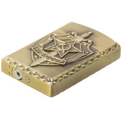 Зажигалка газовая с символикой КГБ СССР золотистая (4403963) - HAKKI.RU