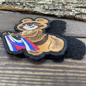 Нашивка ( шеврон патч patch ) тактическая Мишка с лентой триколор вышитая на липуче 7х10 (2509700) - ВОЕНТОРГ ТЫЛОВИК