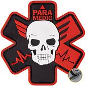 Нашивка ( шеврон патч patch ) тактическая  PARAMEDIC 3D PVC ( пластизоль ) на липучке 7,5х7,5 черно-красная (2504775) - ВОЕНТОРГ ТЫЛОВИК