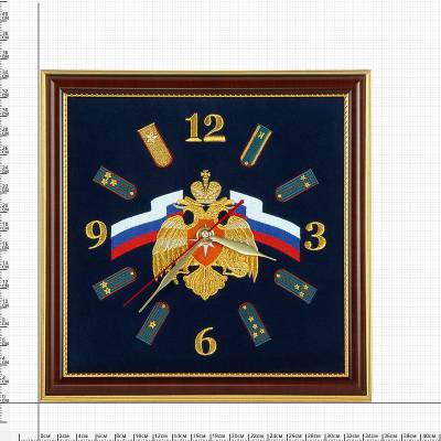 Часы настенные МЧС России вышитые на бархате 35х35 (4102126) - HAKKI.RU