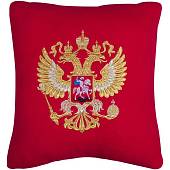Подушка сувенирная с вышивкой Герб ( Орел ) России 35х35 красная (4408026) - ВОЕНТОРГ ТЫЛОВИК