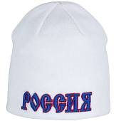 Шапка вязаная Россия на флисе (белая) (1409011) - ВОЕНТОРГ ТЫЛОВИК
