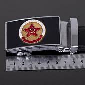 Ремень брючный мужской с символикой Звезда СССР пряжка автомат 35 мм черный (1606869) - ВОЕНТОРГ ТЫЛОВИК