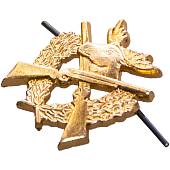 Эмблема ( знак ) петличная ( петлица ) Егерь ( лось / ружья / венок ) 20 мм золотистая (2102986) - ВОЕНТОРГ ТЫЛОВИК