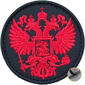 Нашивка ( шеврон патч patch ) тактическая Герб ( орел ) России вышитая на липучке D-7 черно-красная (2509005) - ВОЕНТОРГ ТЫЛОВИК