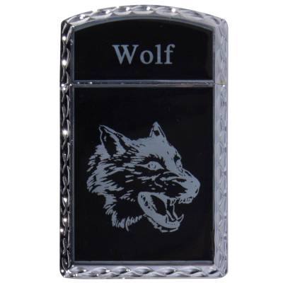 Зажигалка  газовая Wolf ( волк ) серебристо-черная (4403354) - HAKKI.RU