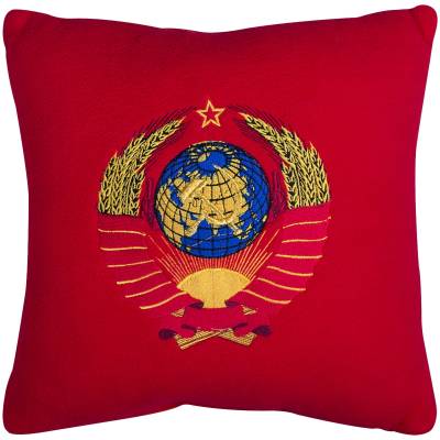 Подушка сувенирная Герб СССР 35х35 вышитая красная (4408004) - HAKKI.RU