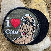 Нашивка ( шеврон патч patch ) тактическая Альф / I Love cats вышитая на липучке D-8,5 оливковая (2509181) - ВОЕНТОРГ ТЫЛОВИК