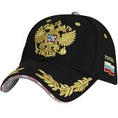 Бейсболка Герб ( орел ) России / РОССИЯ вышитая черная (1401977) - ВОЕНТОРГ ТЫЛОВИК
